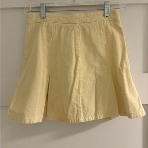 Cream Pleated Corduroy Skirt